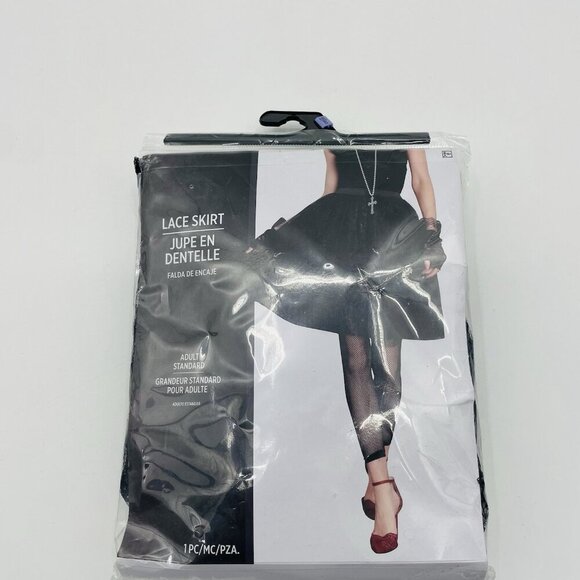 Lace Skirt 80s Retro Adult Womens Standard Up to Size 12 Halloween Costume Black - Picture 2 of 6